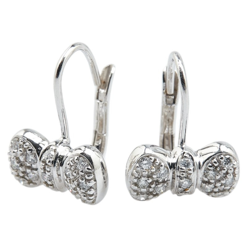 Ponte Vecchio K18WG White Gold Diamond Ribbon Earrings