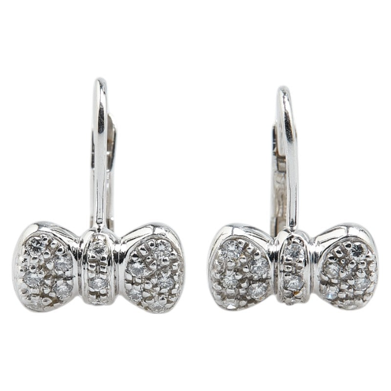 Ponte Vecchio K18WG White Gold Diamond Ribbon Earrings