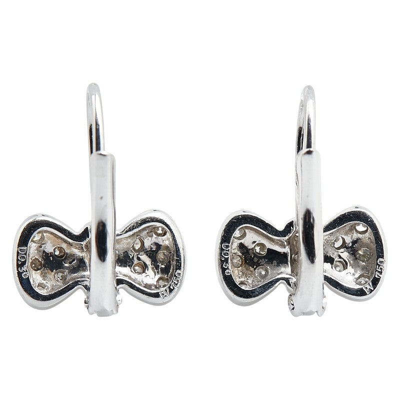 Ponte Vecchio K18WG White Gold Diamond Ribbon Earrings