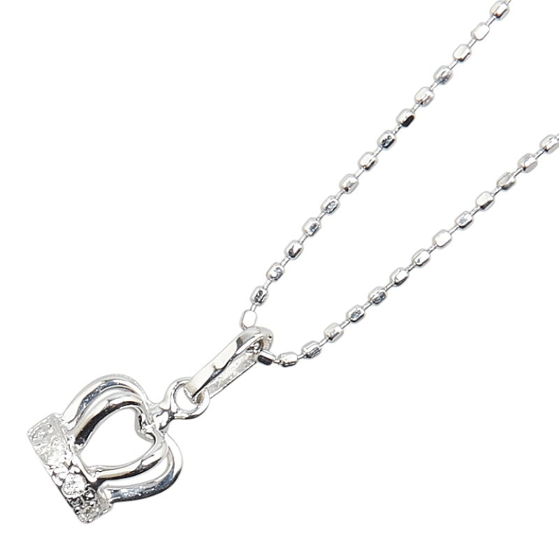 K18WG White Gold Diamond Crown Necklace