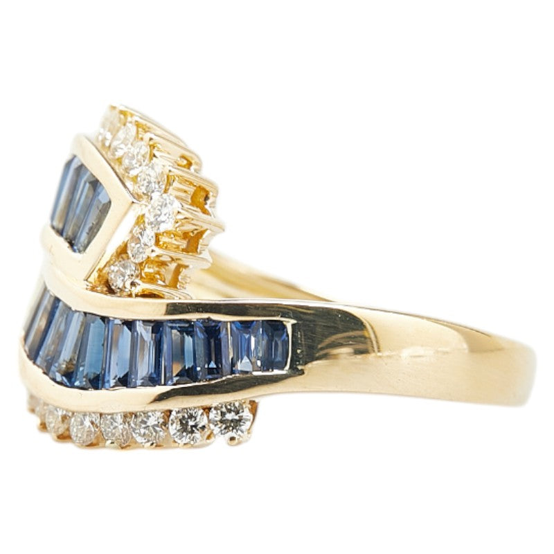 K18YG Yellow Gold Sapphire 1.49ct Diamond 0.50ct Ring