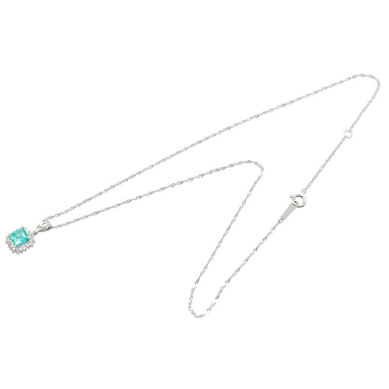 Platinum Emerald Diamond Square Necklace