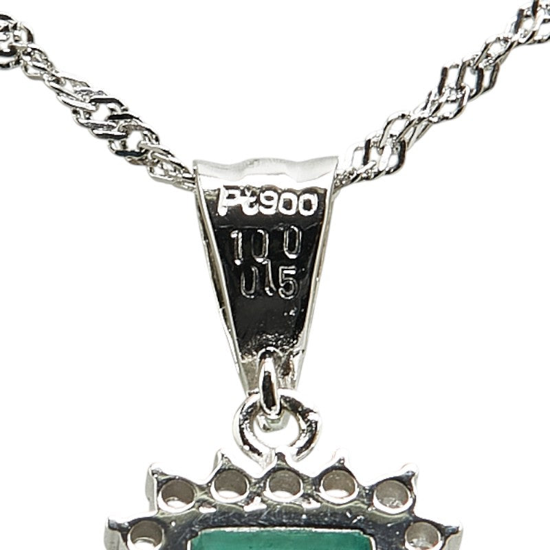 Platinum Emerald Diamond Square Necklace