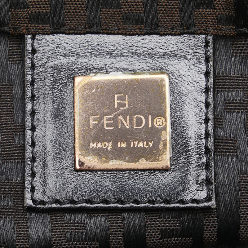 Fendi Zucchino Canvas Leather Tote Bag