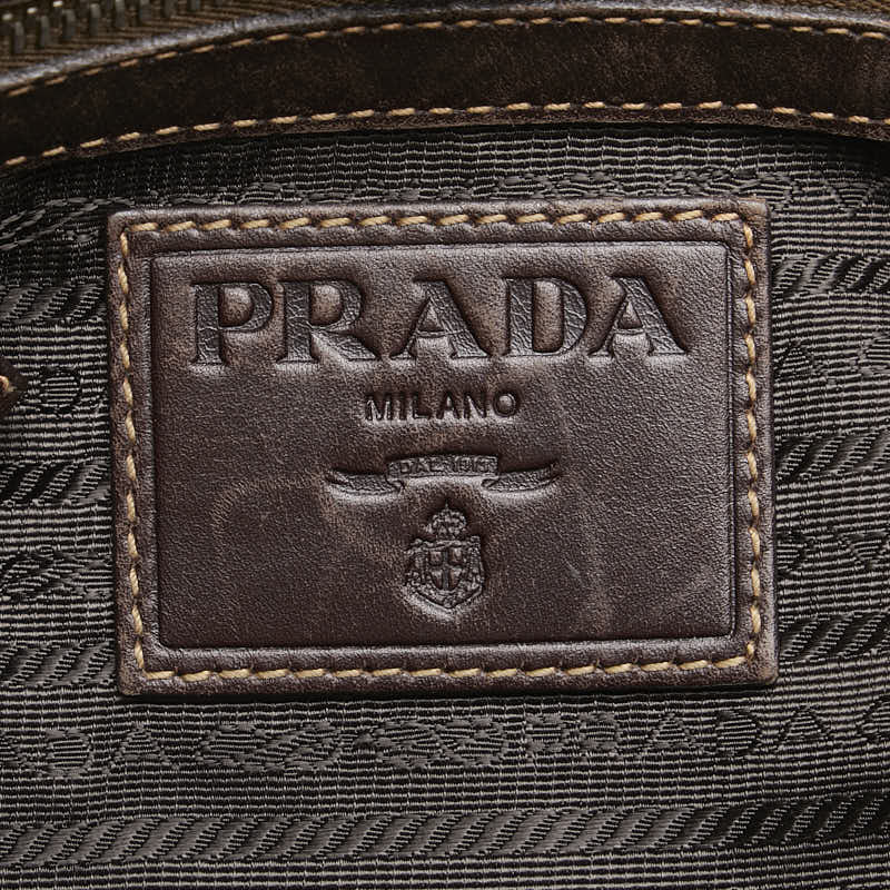 Prada Logo Jacquard Shoulder Bag Beige Brown