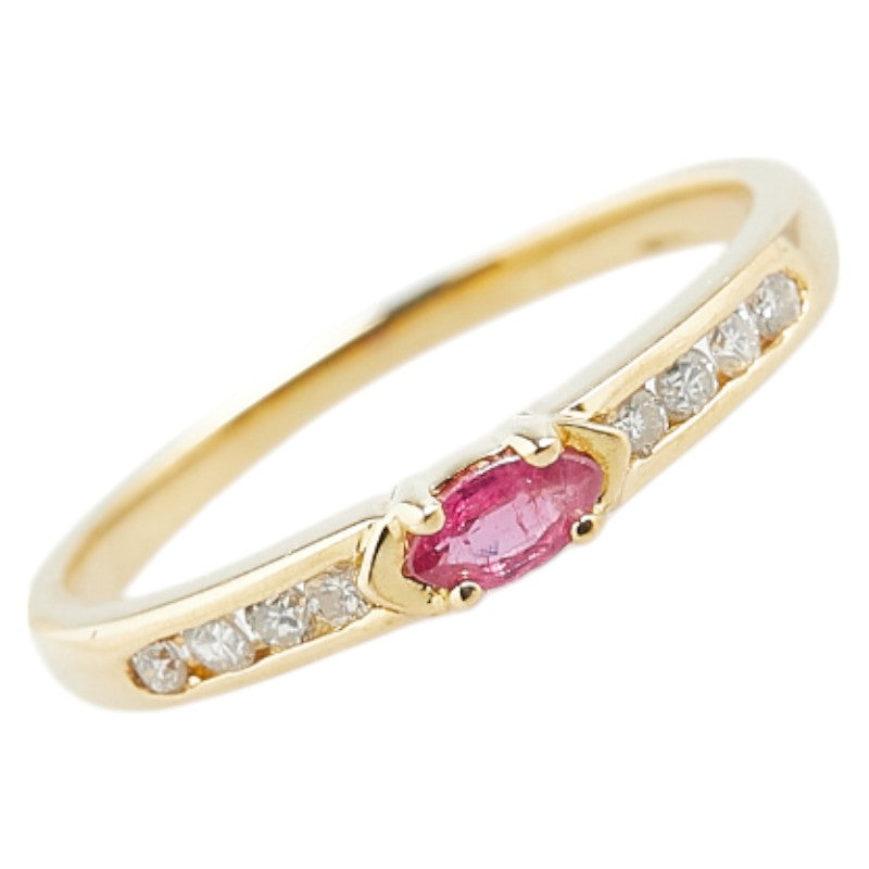 K18YG Yellow Gold Ruby Diamond Ring