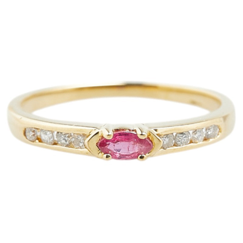 K18YG Yellow Gold Ruby Diamond Ring