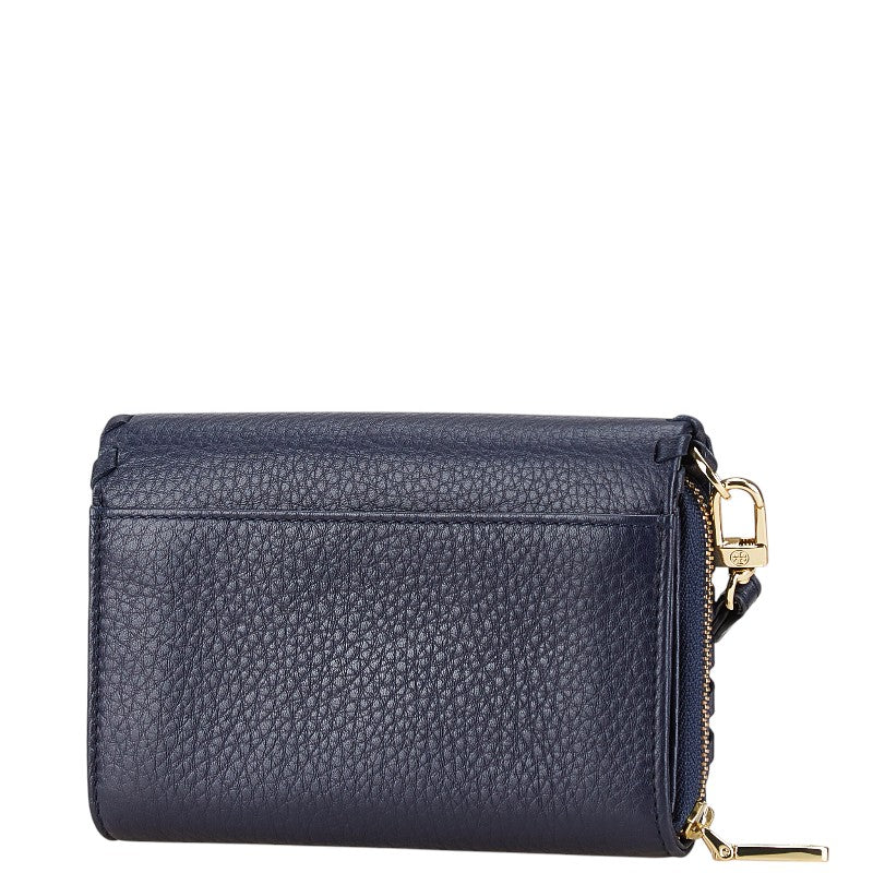 Tory Burch Marion Leather Compact Wallet Navy