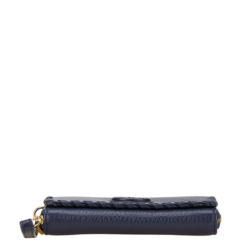 Tory Burch Marion Leather Compact Wallet Navy