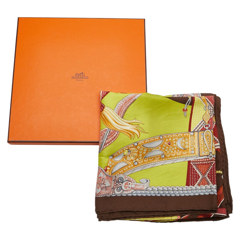 Hermes Silk Scarf Brown Multicolor