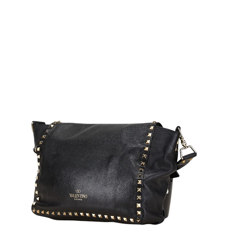 Valentino Leather Studded Shoulder Bag Black Gold