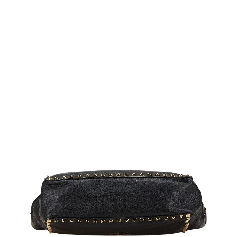 Valentino Leather Studded Shoulder Bag Black Gold