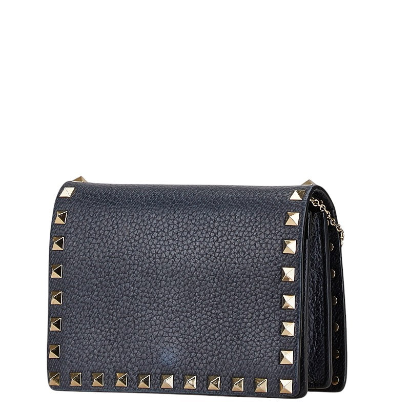 Valentino Leather Studded Chain Shoulder Bag