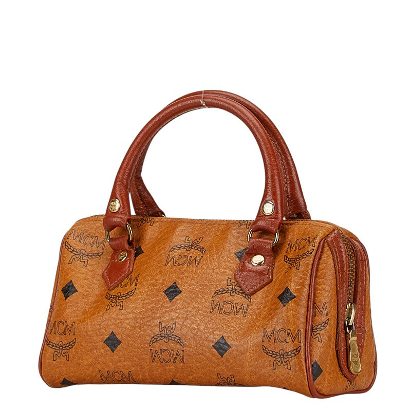 MCM Visetos Logo Mini Handbag Brown