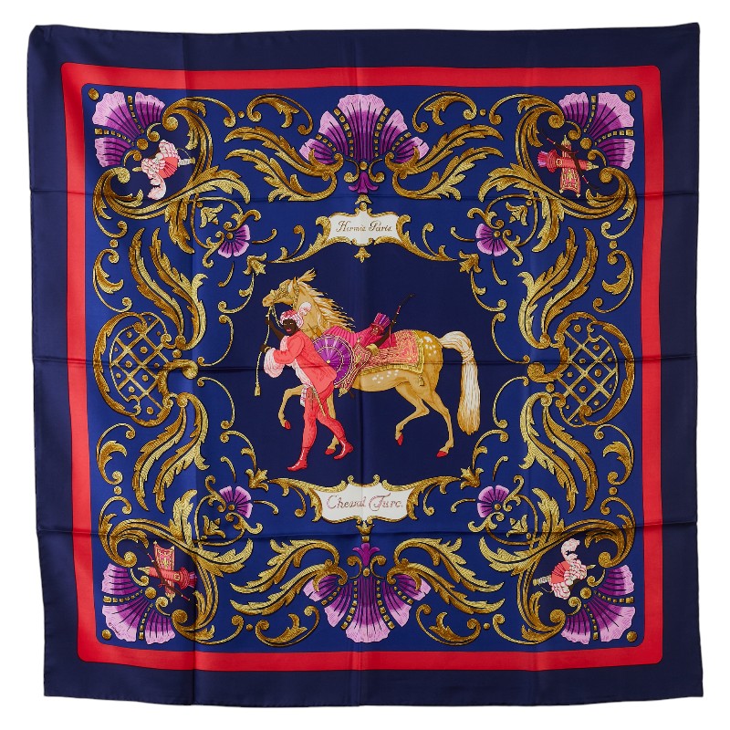 Hermes Silk Scarf Cheval Jurc Navy