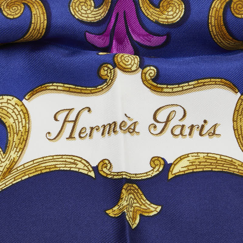 Hermes Silk Scarf Cheval Jurc Navy