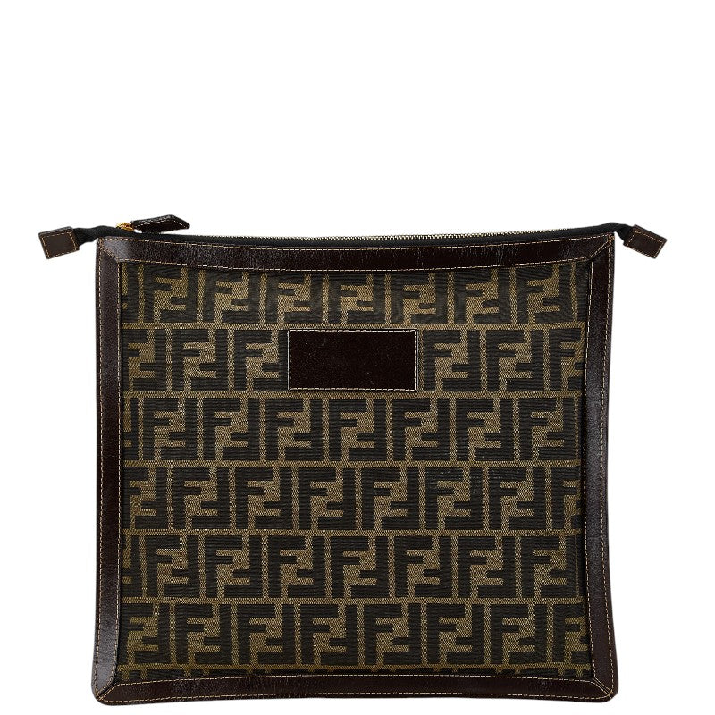 Fendi Zucca Canvas Leather Clutch Bag