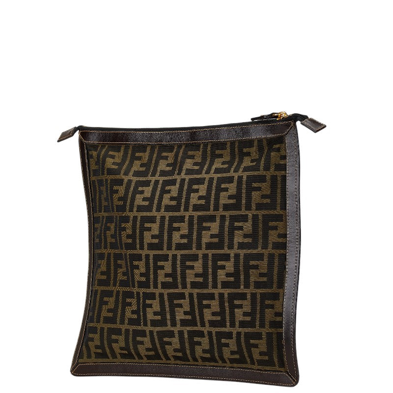 Fendi Zucca Canvas Leather Clutch Bag