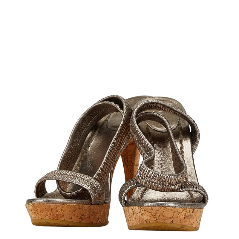 Gucci Leather Cork Sole High Heel Sandals