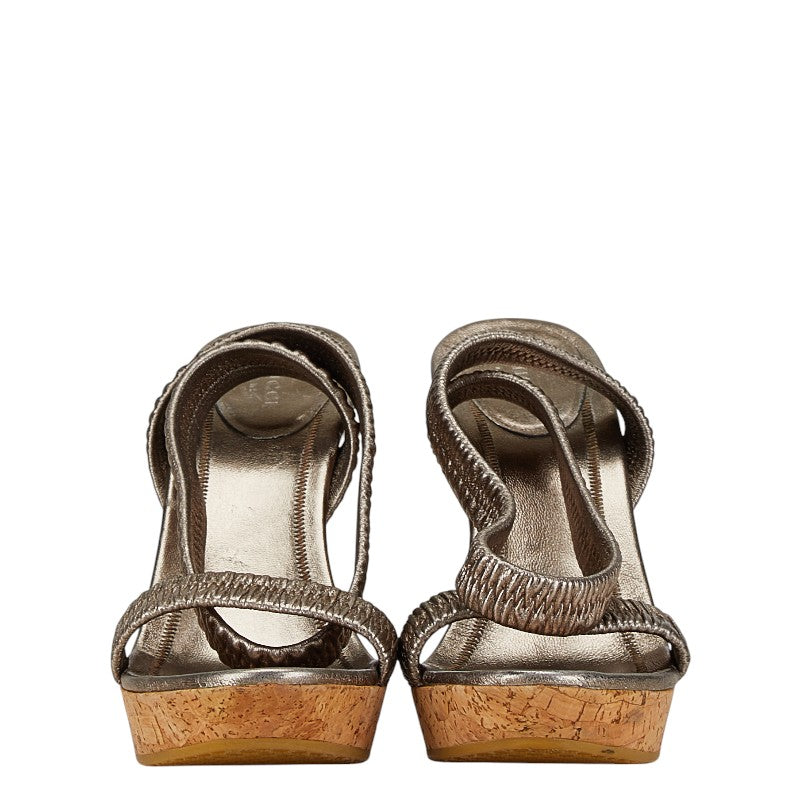 Gucci Leather Cork Sole High Heel Sandals