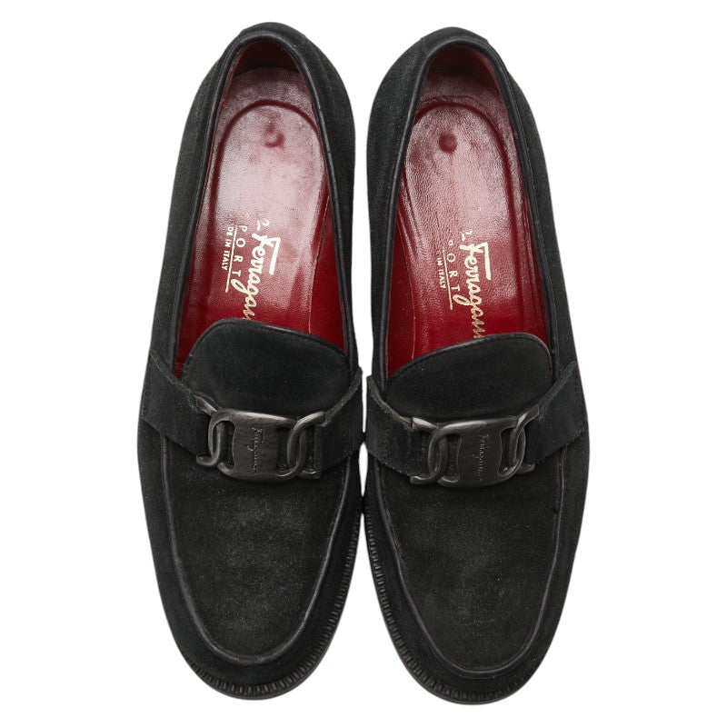 Salvatore Ferragamo Suede Vara Loafers Black