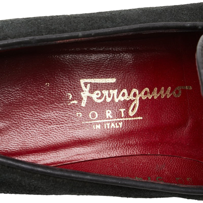 Salvatore Ferragamo Suede Vara Loafers Black