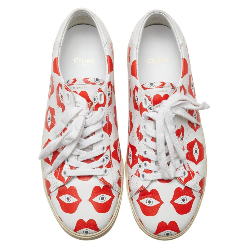 Celine Telepathy Love Sneakers Leather White Red