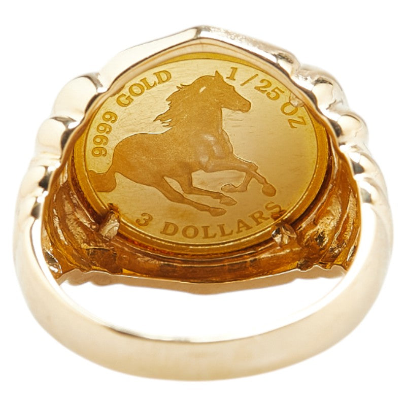 K18YG Yellow Gold K24 Gold Elizabeth II Tuvalu Horse Ring