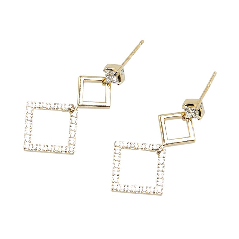 K18YG Yellow Gold Diamond 0.40ct Square Stud Earrings