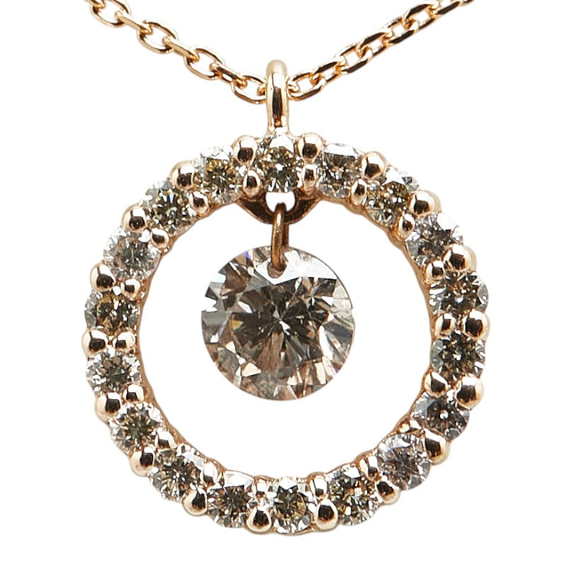 K18PG Pink Gold Diamond Round Swing Necklace