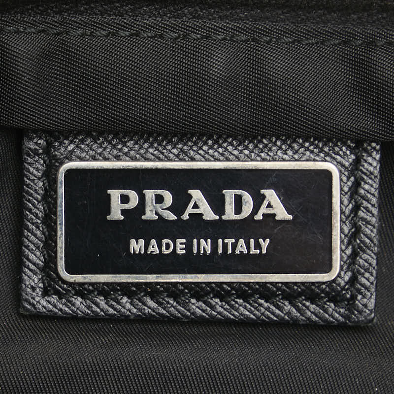 Prada Nylon Triangle Logo Shoulder Bag Black