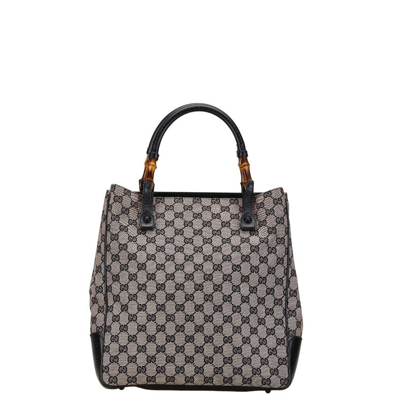 Gucci Bamboo Canvas Leather Tote Bag