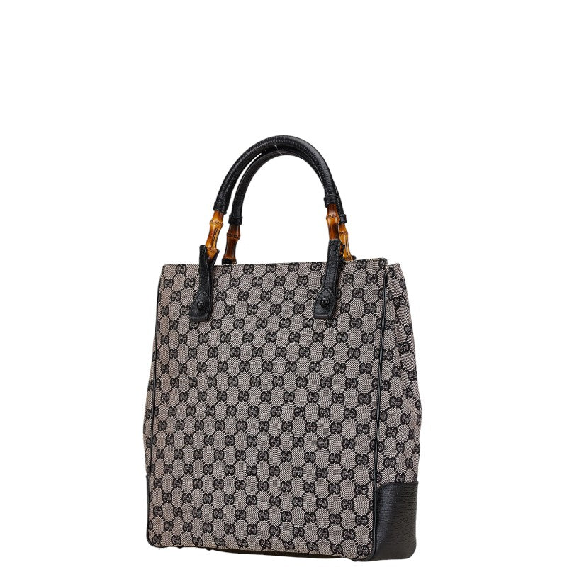 Gucci Bamboo Canvas Leather Tote Bag