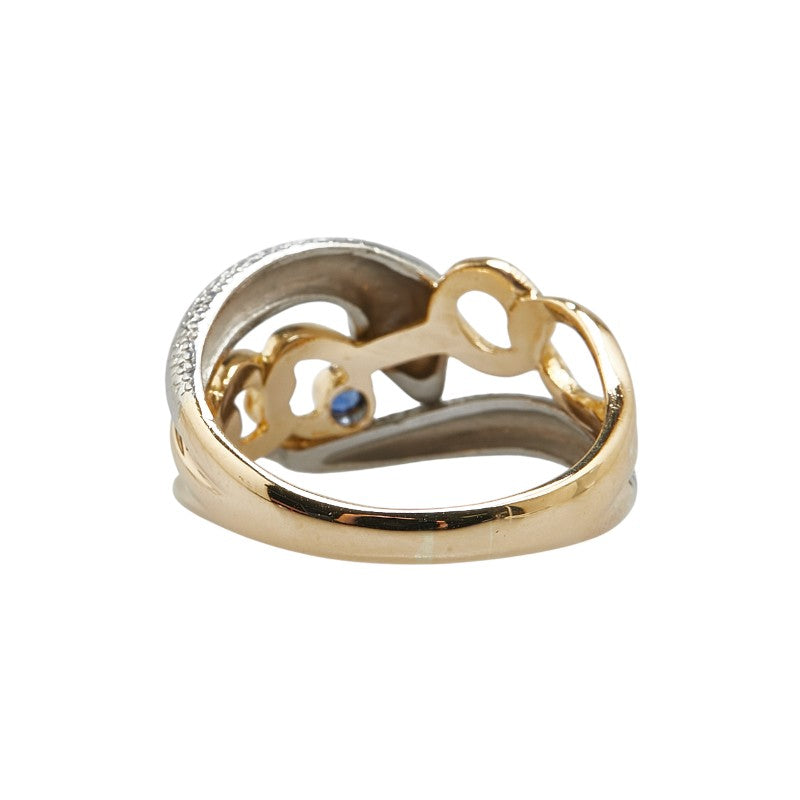 K18YG Yellow Gold Pt900 Platinum Sapphire Snake Ring