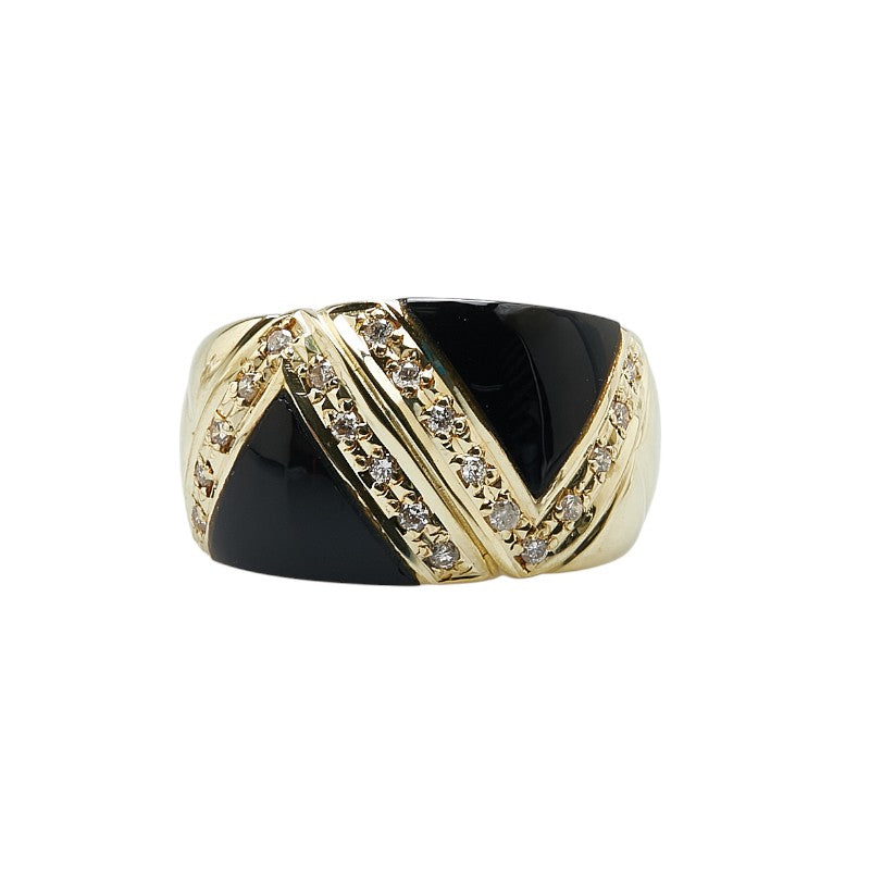 K18YG Yellow Gold Onyx Diamond Ring