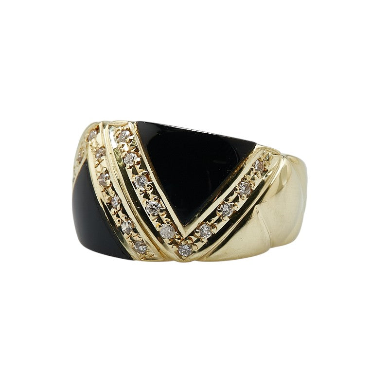 K18YG Yellow Gold Onyx Diamond Ring