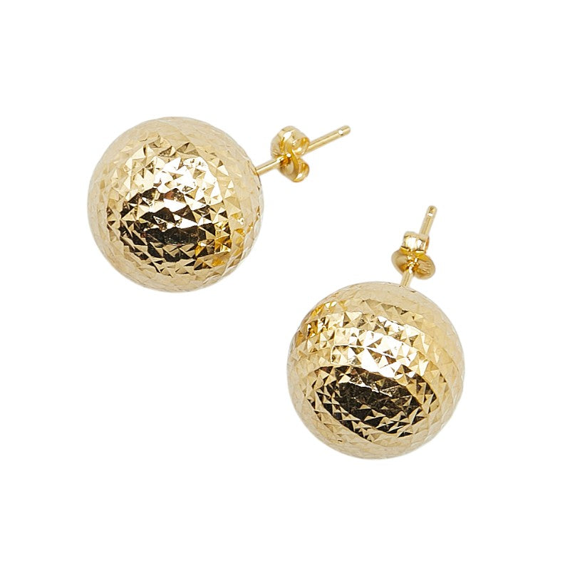 K18YG Yellow Gold Mirror Cut Ball Earrings