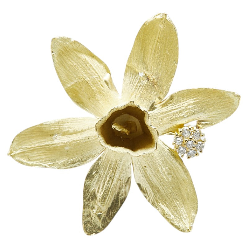 K18YG Yellow Gold Diamond Flower Pendant