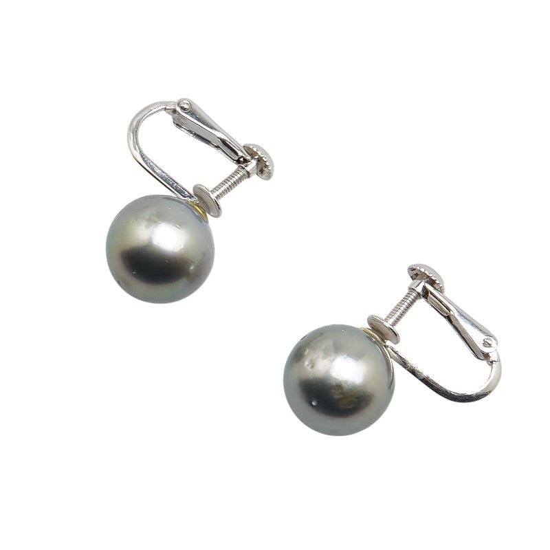 K14WG White Gold Black Pearl Earrings