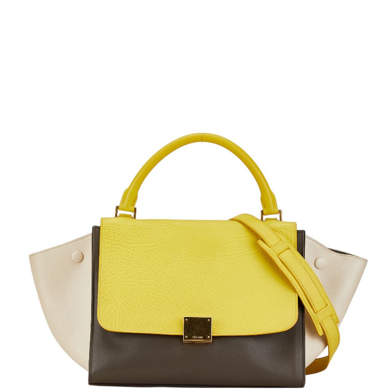 Celine Trapeze Small Tricolor Leather Handbag