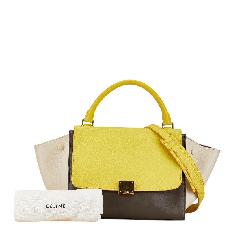 Celine Trapeze Small Tricolor Leather Handbag