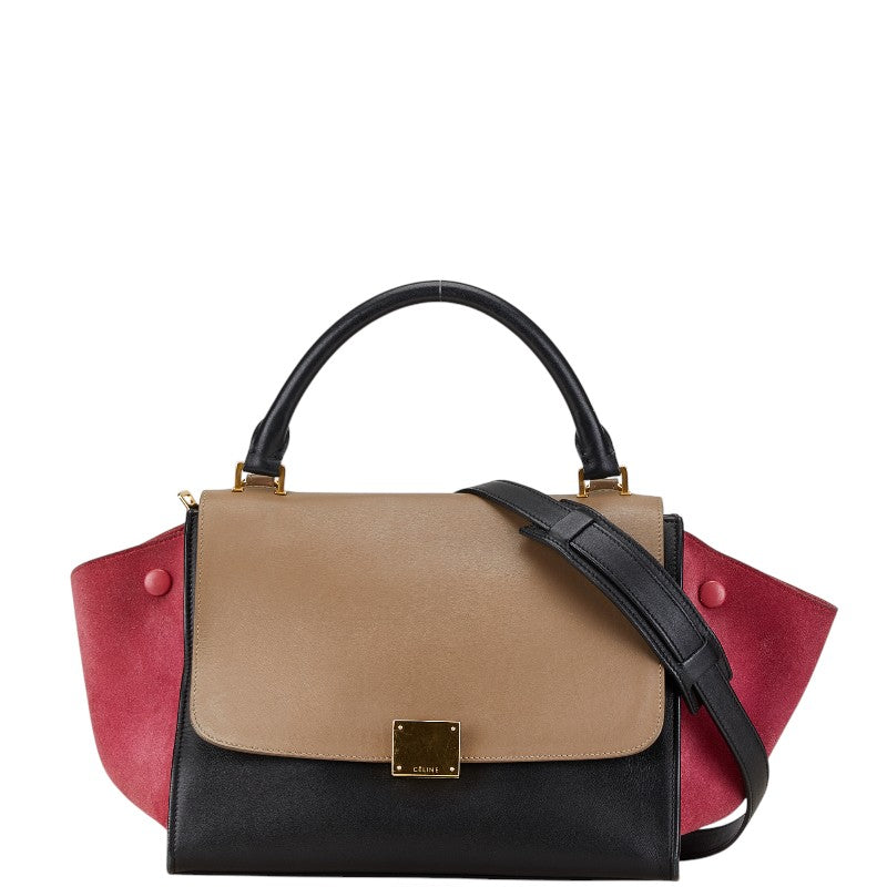 Celine Trapeze Small Tricolor Leather Suede Handbag