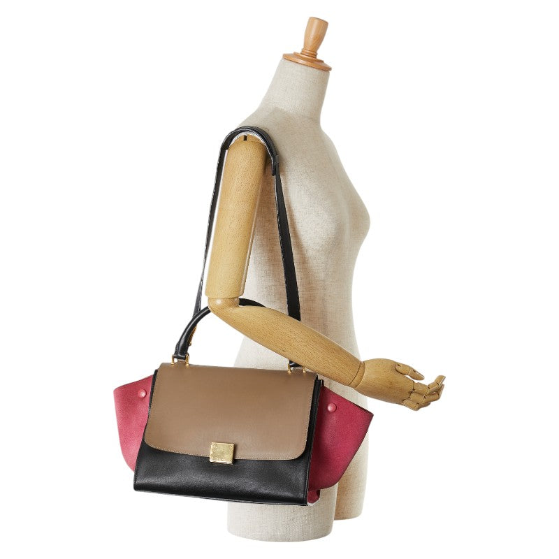 Celine Trapeze Small Tricolor Leather Suede Handbag