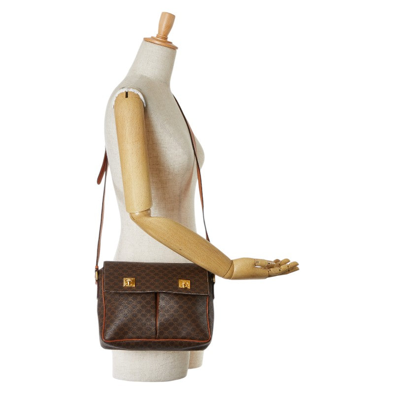 Celine Macadam Shoulder Bag Brown PVC Leather