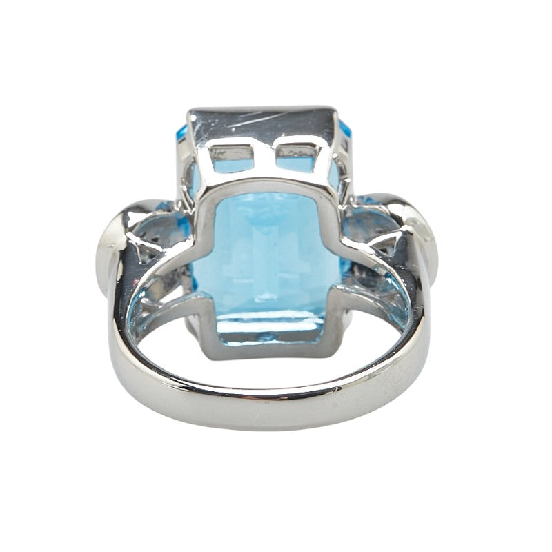 Pt900 Platinum Blue Topaz 15.57ct Diamond 0.14ct Ring