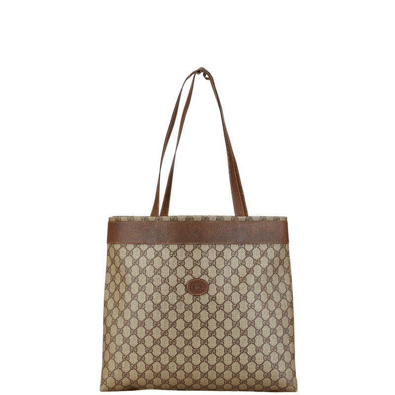 Gucci GG Plus Tote Bag Beige Brown PVC Leather