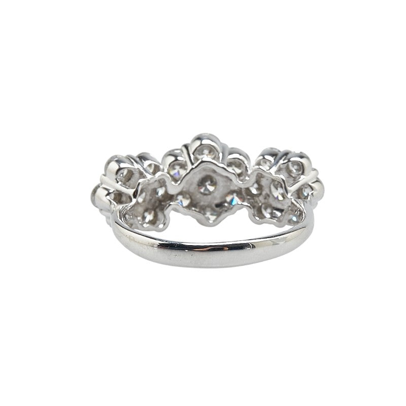 K18WG White Gold Diamond Flower Ring