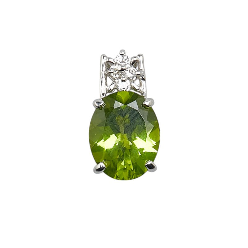 K18WG White Gold Peridot 2.27ct Diamond Pendant