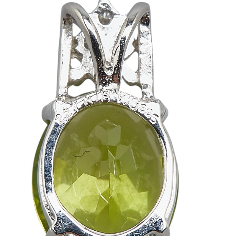 K18WG White Gold Peridot 2.27ct Diamond Pendant