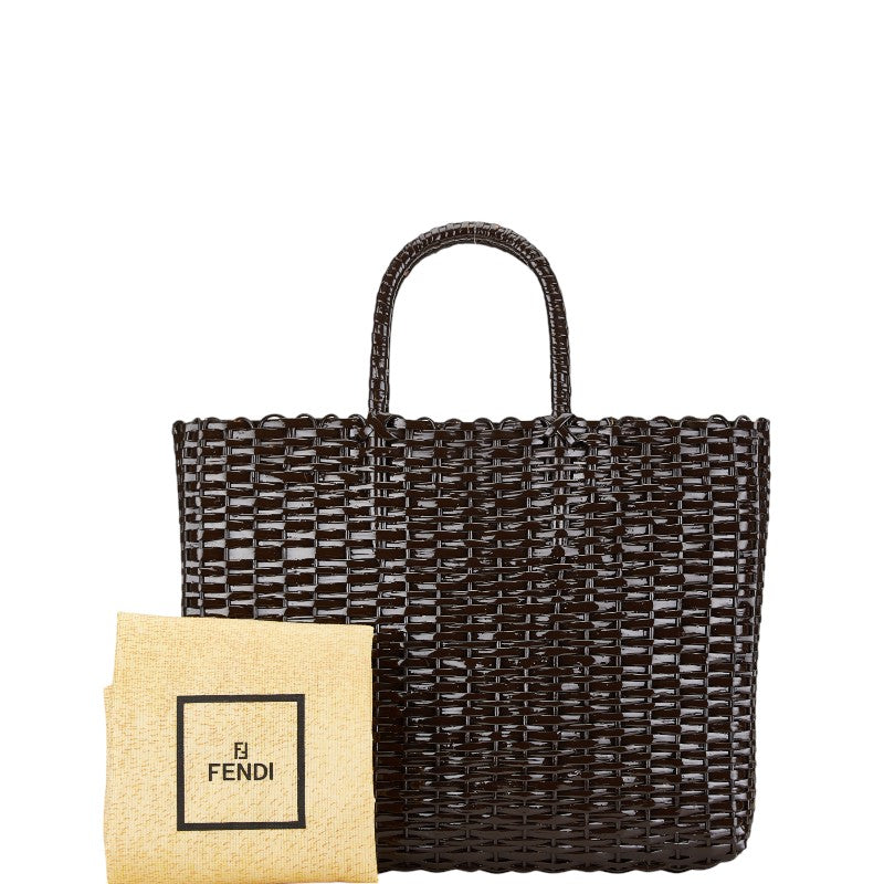 Fendi Zucca Rattan Tote Handbag Brown